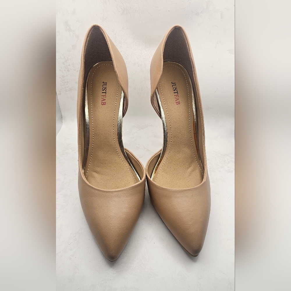 JustFab Samantha Nude D’Orsay Pumps Pointed Toe Stiletto Heels